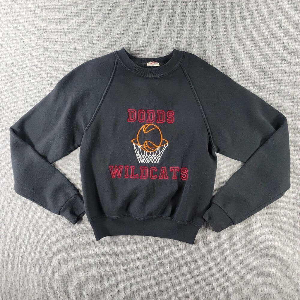 Vintage 80s Jerzees Russell Youth Sweatshirt M 10-12 Dodds Wildcats Basketball